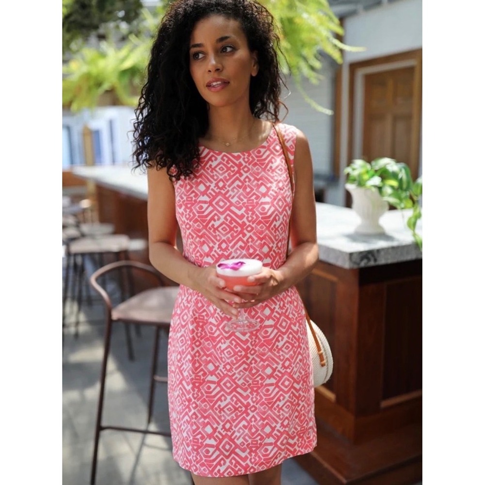 HIHO Ginnie Dress Coral Linen Shift Dress Women Small Resort Vacation Cruise NEW